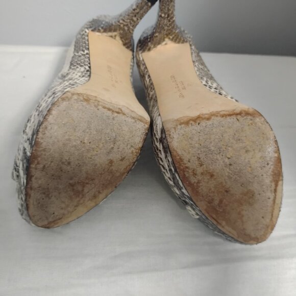 ❤️VERA WANG LAVENDER Python Snake Peep Toe Platform Stiletto Pumps Shoes Sz 5 - Picture 7 of 8